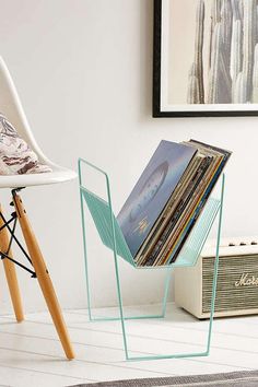 Diy Magazine Holder, Music Desk, Dorm Desk, Thoughtful Wedding Gifts, Lp Storage, Apartment Storage