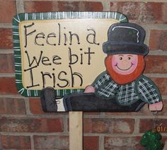 This leprechaun is ready to celebrate st. patty's day!! overall height of sign is about 36 inches which includes wood ground stake! leprechaun is cut from 1/2 inch high quality wood by me and hand painted by me!!   he comes with a metal ground stake attached for immediate display upon arrival!! he is also painted on all edges and back with an exterior grade paint and then sealed with 2 coats to withstand all weather elements. thank you!! Outdoor Yard Art, Irish Leprechaun, Yard Decorations, Art Sign, British Indian Ocean Territory, Yard Decor, Sign Art, Yard Art, Caribbean Netherlands