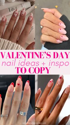 These are the cutest Valentine's Day nails to choose from! I love how many unique options there are and how easy these are to recreate for date night or Galentine's Day! Valentine's Day Nails, Short Nails, Date Night, Valentines Day, Valentines, Nails, Valentine's Day