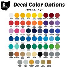 the color chart for an oracal 657