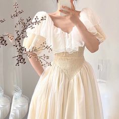 Summer Romantic Fairy Dress Woman Chic Vintage Dresses Party Night, Soft Princess, Apricot Dress, Sleeve Ruffles, Summer Goth, Office Shoes Women, Dress Party Night, Parka Women, Princess Dresses