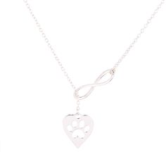 Who doesn't love their dog to buy a beautiful infinite love pendant necklace in remembrance and love for their dogs? Even if you're not a pet owner, the necklace adds class and elegance to regular everyday outfits. For every animal lover out there, this Paw Infinity Love Pendant Necklace will be a treasured buy. Specifications: 10cm necklace Link chain with lobster clasp zinc alloy material everyday casual wear dedicated to all dogs and dog lovers! Elegant Sterling Silver Paw Print Necklace, Elegant Sterling Silver Necklace With Paw Print, Mother's Day Silver Jewelry With Paw Print, Silver Jewelry With Paw Print For Mother's Day, Elegant Paw Print Necklace For Gift, Sterling Silver Dog Tag Necklace For Mother's Day, Valentine's Day Gift Necklaces With Paw Print, Paw Print Necklaces For Valentine's Day Gift, In Remembrance