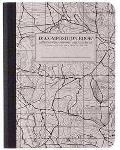 a black and white map with the words decompositionion book written on it