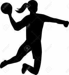 black and white silhouette of a woman playing basketball