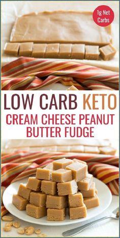 low carb keto cream cheese peanut butter fudge