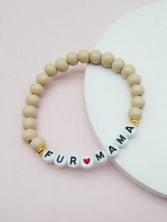 Letter Bead Bracelets, Mama Bracelet, Preppy Bracelets, Wood Letter, Art Scarves, Scarf Rings, Fur Mama, Letter Beads, Neutral Beige