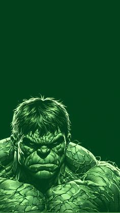 the incredible hulk in green and black with his hands on his chest, looking down