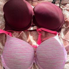 Two Pink Bras Size 32 C Almost Brand New Pink Bras, Victoria Secret Pink Bras, Pink Bra, Bra Sizes, Victoria's Secret Pink, Pink Red, Victoria Secret, Secret Pink, Women's Intimates