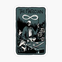 Get my art printed on awesome products. Support me at Redbubble #RBandME: https://www.redbubble.com/i/sticker/The-Magician-Skeleton-Tarot-Card-by-jodotodesign/136581109.EJUG5?asc=u Witchcraft Design, Skeleton Tarot, The Paranormal, The Occult, Skeleton Skull, Fortune Telling, Drawing Inspo