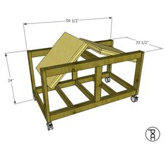 a wooden table with measurements for the top and bottom section on it, showing how to build