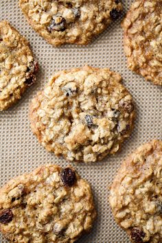 oatmeal raisin cookies on a baking sheet