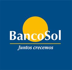 the logo or sign for bancosol juniors crecemos in blue and yellow