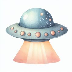 a drawing of an alien spaceship with stars on it