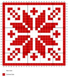 a red and white cross stitch pattern with squares