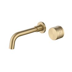 a brass colored faucet with two handles on the left and right side of it