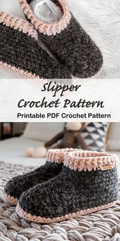 slipper crochet pattern for toddlers with text overlay that reads,'slipper crochet pattern printable df crochet pattern '