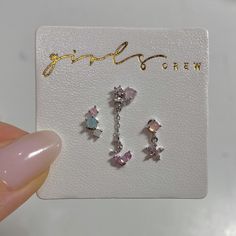 Some of our favorite piercing style earrings designs are now available as an earring set, only cheaper (4 piercing earrings = $116)! Have fun mixing and matching these earrings with each other or your other Girls Crew pieces! 18k gold plated, 18k rose gold plated, rhodium plated over brass with a protective coating Cubic zirconia stones Sterling silver posts and butterfly backings Earring post is approximately 1cm long Have sensitive ears? Buy these as singles in our Piercing Style Earrings coll Pink Jewelry With Matching Earrings Gift, Pink Earring Stack, Pink Jewelry Sets With Matching Earrings As Gift, Earring Sets Pink, Pink And Gold Earring Stack, Necklace Chain Lengths, Wrap Rings, Earrings Collection, 18k Rose Gold