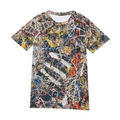 Immerse yourself in the world of abstract expressionism with our Jackson Pollock-inspired T-shirt featuring the iconic Number 17A painting. Crafted with precision and passion, this wearable masterpiece brings modern painter fashion to your wardrobe. The shirt is a unique artistic clothing piece, perfect as a gift for art enthusiasts. Specification of Jackson Pollock Inspired T-Shirt - Number 17A Iconic Painting Tee: Fabric: 100% Cotton Regular fit Classic round neck Fabric weight: 190 g/m² Sizes Modern Fitted T-shirt With Graphic Print, Artistic Multicolor T-shirt With Sublimation Print, Multicolor Relaxed Fit T-shirt With Graffiti Print, Multicolor Paint Splatter Crew Neck T-shirt, Multicolor Crew Neck T-shirt With Paint Splatter, Artistic Cotton T-shirt With Abstract Print, Artsy Multicolor Graffiti Print T-shirt, Multicolor Paint Splatter Crew Neck Top, Artistic Graphic Print Art With Relaxed Fit