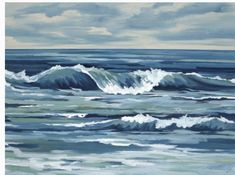 an oil painting of waves in the ocean