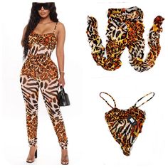 Nwt Fashion Nova Bringing Out The Wild Side Pant Set L- Will Fit M Too. Orange/Combo. Animal Print Pant Set - Stretchy Mesh Bodysuit Spaghetti Strap High Cut Detail High Waist Legging Ruched Detail Stretch Disclaimer: Print Placement Will Vary Final Sale 96% Polyester 4% Spandex Yellow Sets For Summer Night Out, Yellow Sets For Night Out In Summer, Yellow Fitted Vacation Sets, Fitted Yellow Pants For Vacation, Fitted Yellow Jumpsuits And Rompers, Casual Yellow Sets For Party, Trendy Yellow Fitted Sets, Yellow Sets For Night Out In Spring, Yellow Sets For Spring Night Out