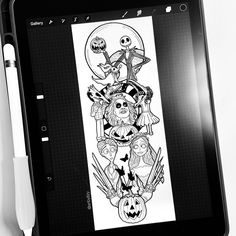 an ipad with a drawing on the screen