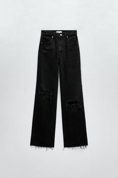 Zara Jeans Black, Zara Black Jeans, Cute Wide Leg Jeans, Zara Clothes Women, Zara Jeans Wide Leg, Zara Jeans Outfit, Black Jeans Outfit Winter, Black Jeans Ripped, Black Zara Jeans