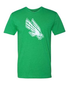 From the heartland to the coasts, wear your Mean Green on your sleeve with your new favorite North Texas t-shirt from us at Nudge Printing! Every shirt is printed by hand with eco-friendly inks on ethically and sustainably sourced garments and then inspected and packaged individually so you know you're getting the best every time. Our shirts are 60% cotton, 40% polyester, so it feels better, breathes easier, and will last longer than your average 100% cotton t-shirt. It is also preshrunk to support true unisex sizing so it is perfect for UNT fan in your family! Go Mean Green! --> LEGIT: Officially licensed with University of North Texas in Denton, Texas. --> ARTISAN: Every shirt is printed and packaged by hand in our Mid-Michigan shop. --> COMFORT: This t-shirt is 60% cotton, 40% polyester Casual Green T-shirt For Fan Gear, Green Short Sleeve Top With Team Logo, Green Crew Neck Top With Team Logo, Green Graphic Tee With Team Name, Green Short Sleeve T-shirt With Team Spirit Style, Green Team Spirit Short Sleeve T-shirt, Diving Eagle, Michigan Hoodie, Loyola University Chicago