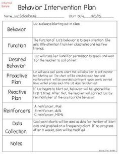 the behavior plan for students to use in their homes and classroom activities, including reading