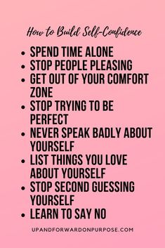 a pink background with the words how to build self - confidence on it and an image of