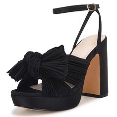 PRICES MAY VARY. ❤ [Measure]: Pleated bow heel sandals heel height approximately 4.13 inches(105mm), platform height approximately 0.98 inches(25mm). ❤ [Feature]: Pleated bow knot heels, Elevated platform, Adjustable ankle buckle strap, Skin Friendly fabric, Padded footbed, Open toe, Chunky Block heel shoes, Bridal wedding heels. ❤ [Comfort]: Designed with the soft padded insole and an adjustable buckled strap, these chunky heel ankle strap sandals provide cushion and comfort with a secure fit f Bow Detail High Block Heels, Summer Party Block Heels With Bow, Elegant Summer Block Heels With Bow, Spring Party Block Heels With Bow, Ankle Strap Heels With Bow, Synthetic, Synthetic Heels With Bow And Ankle Strap, Open Toe Block Heels With Bow For Party, High Heel Synthetic Heels With Bow, Party Open Toe Block Heels With Bow