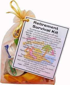 a retirement survival kit in a bag