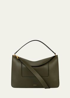 Wandler Penelope Grained Leather Shoulder Bag - Bergdorf Goodman Everyday Calf Leather Top Handle Flap Bag, Everyday Calf Leather Flap Bag With Top Handle, Modern Textured Leather Workwear Flap Bag, Calf Leather Top Handle Flap Bag For Office, Calf Leather Shoulder Bag With Detachable Strap For Work, Versatile Top Handle Flap Bag With Gold-tone Hardware, Calf Leather Satchel With Detachable Strap And Round Handle, Calf Leather Top Handle Shoulder Bag For Work, Leather Flap Bag With Handle Drop For Office