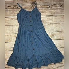 Nwot Denim Dress Size M Blue Adjustable Straps Offers Welcome! Bundle 2 Or More Items For Extra Savings! Fast Shipping! Blue Cotton Denim Midi Dress, Casual Dark Wash Cotton Midi Dress, Casual Sleeveless Dark Wash Midi Dress, Casual Denim Blue Midi Dress, Casual Denim Dark Wash Midi Dress, Blue Cotton Denim Summer Dress, Casual Indigo Denim Dress For Day Out, Casual Light Wash Midi Dress For Day Out, Casual Denim Blue Cotton Midi Dress