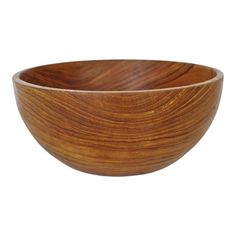 a wooden bowl is shown on a white background