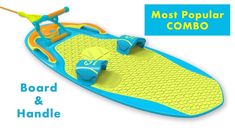 the most popular combo board and handle is blue and yellow with an orange design on it