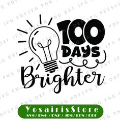 the phrase 100 days brighter with an image of a light bulb