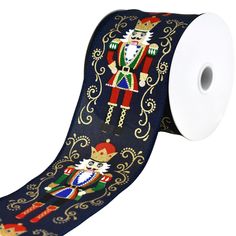 a roll of ribbon with an image of nutcrackers on it