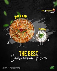 an advertisement for the best combination food in india, with two plates of food on each plate