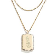 Make your team spirit sparkle and shine with this Washington Nationals Dog Tag necklace. BaubleBar and WEAR by Erin Andrews collaborated to create this layered set featuring debossed details on both sides of the dog tag pendant and shimmering embellishments. A lobster claw clasp ensures this Washington Nationals necklace fits just right.Make your team spirit sparkle and shine with this Washington Nationals Dog Tag necklace. BaubleBar and WEAR by Erin Andrews collaborated to create this layered s Erin Andrews, Dog Tag Pendant, Washington Nationals, Sparkle And Shine, Dog Tag, Tag Necklace, Team Spirit, The Dog, Lobster Claw