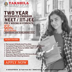 When you dream high, we plan in advance to make it come true for you.⁠Join Takshila Two year Integrated Program for X moving XI Studying Students⁠ Get up to 90% Scholarship.⁠ Admission cum Scholarship Test⁠ ⁠ ⁠ Visit : www.takshilainstitute.in⁠ call us- +91 9310378303⁠ ⁠ #takshilainstitute #neet #iitjeepreparation #iitjeecoaching #iitinstitute #iitjee #takshilatntse #jeecoaching #neetcoaching #coachingnearme #onlineclasses #neetcoachinginstitute Dreaming Of You