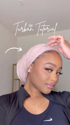 Low Bun Hijab, Jersey Scarf Hijab Styles, Jersey Scarf Styles, Turban Style Black Women, Turban Hijab Outfit, Outfits With Headwraps, Turban Hijab Tutorial, Hijabi Turban, Hair Turban Tutorial