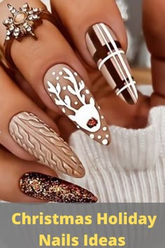 Christmas Sweater Nails, Christmas Nails Easy, Sweater Nails, Nails 2021, Nails Christmas