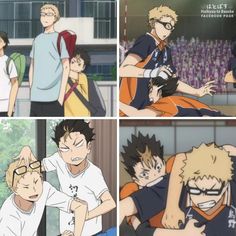 four different pictures of people with glasses and one has his arm around another person's shoulder