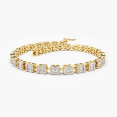 14kt Baguette and Round Diamond Illusion Setting Tennis Bracelet – FERKOS FJ 10 Kt Diamond Tennis Bracelet, Tennis Bracelet Diamond Baguette, Illusion Bracelet, Layering Diamond Necklaces, Gold Number, Jewelry Accessories Ideas, Bracelets Gold Diamond, Gold Bracelet For Women, Baguette Diamonds