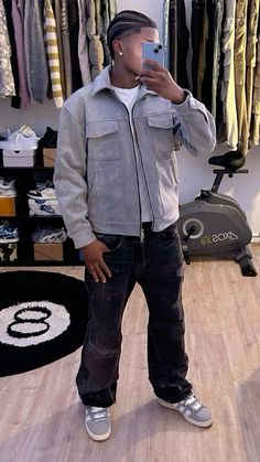 Men’s Streetwear Style Winter, Outfit For Black Men, Zip Up And Jeans Outfit, Dressy Outfits Men, Dark Skin Outfits Men, Luxury Streetwear Aesthetic, Black Airforce Outfit Men, Men’s Streetwear Winter, Casual Fashion Men's Outfit Ideas