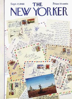 the new yorker magazine cover with postcards and letters