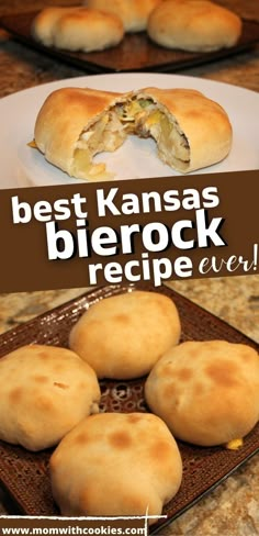 homemade bierocks on a plate with text overlay that reads best Kansas bierock recipe ever Bierox Recipe, Beerock Recipe, German Food Authentic, Sweet Bread Rolls, Lost 100 Pounds, Bread Recipes Homemade