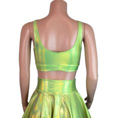 Holographic lime green spandex bralette with plenty of stretch and a ton of shimmer! Wear this bralette to a rave, music festival, running event, crossfit, roller derby, or club. Can be used as a bikini top too. Summer Green Stretch Sports Bra, Green Stretch Cropped Sports Bra, Green Cropped Stretch Sports Bra, Fitted Green Crop Top For Festivals, Fitted Green Triangle Crop Top, Green Triangle Top Crop Top For Festival, Neon Green Outfits, Rave Music, Festival Tops