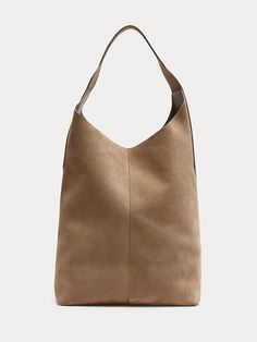 Slouchy Vida Suede Bag | Banana Republic Chic Suede Bag For On-the-go, Chic Suede Bucket Bag With Removable Pouch, Modern Suede Hobo Bag With Double Handle, Chic Double Handle Suede Shoulder Bag, Chic Suede Shoulder Bag With Double Handle, Chic Double Handle Shoulder Bag With Suede Lining, Chic Tote Shoulder Bag With Suede Lining, Chic Shoulder Bag With Suede Lining And Double Handle, Modern Double Handle Suede Hobo Bag