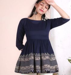 Indian Blouse Designs, Cotton Tops Designs, Casual Indian Fashion, Long Dress Design